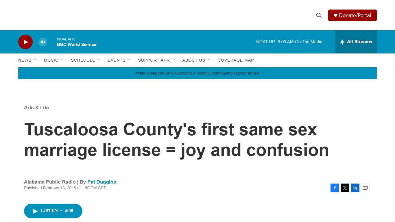 Tuscaloosa County's first same sex marriage license = joy and confusion Alabama Public Radio